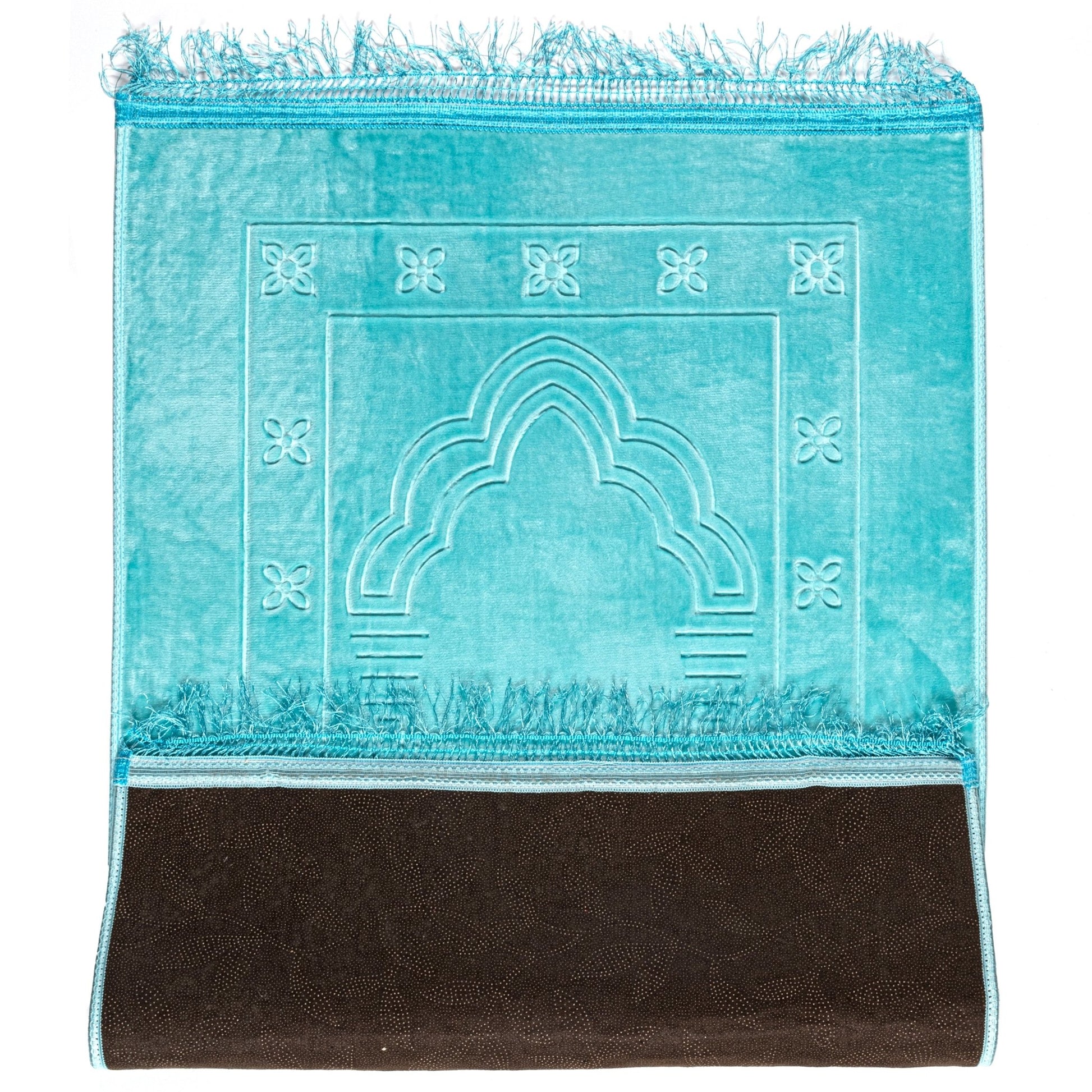 Gebetsteppich in Farbe Pastellblau, mit Muster, mit rutschfestem Untergrund